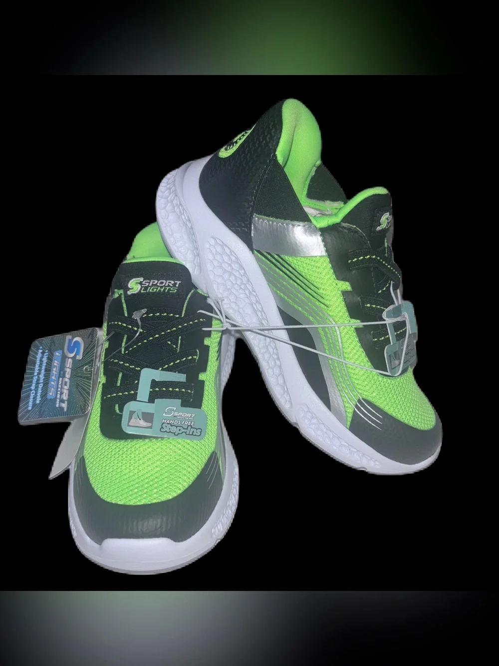 Sport Lights by Skechers Kids Step-ins Sneakers Bright Green & Black Size 11